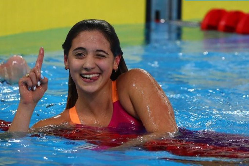 Delfina Pignatiello consiguió tres medallas doradas en 400, 800 y 1.500 metros libres de natación.