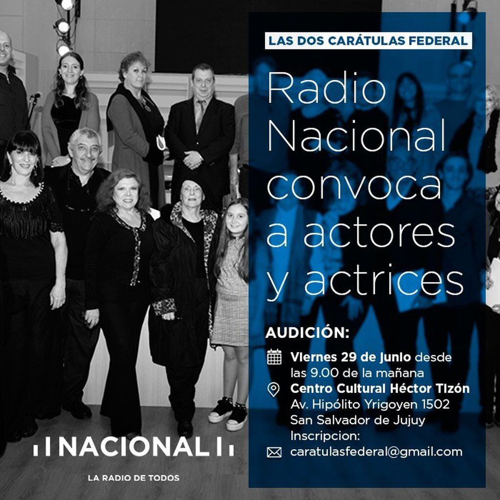Radio Nacional convoca a actores y actrices jujueños.