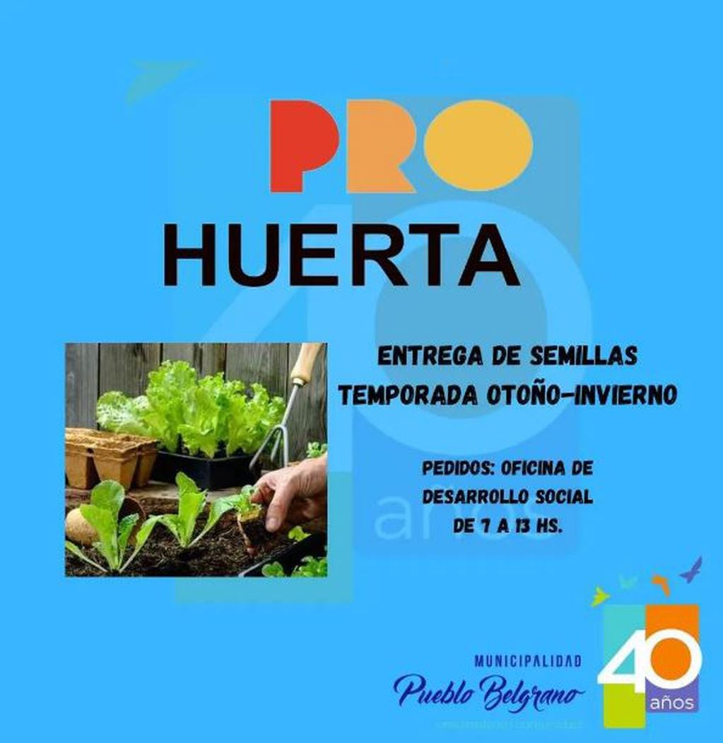 Programa Pro-Huerta: Pueblo Belgrano ofrece semillas de temporada otoño-invierno