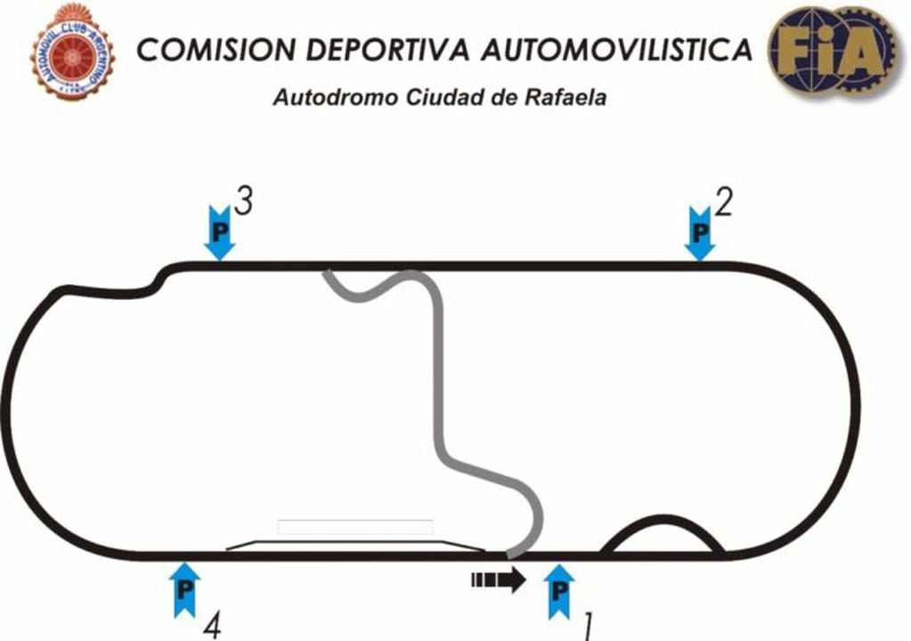 Plano del circuito que usará el TC2000 en Rafaela, en la "Semana del Automovilismo"