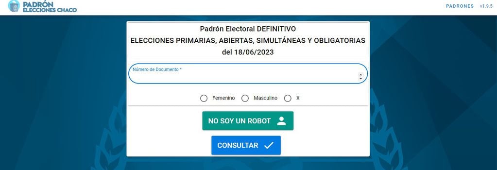 Cómo consultar el padrón electoral para las PASO en Chaco.