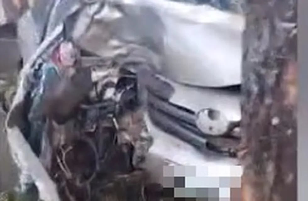 Impactante accidente vial en San Vicente: un conductor chocó de frente contra un árbol.