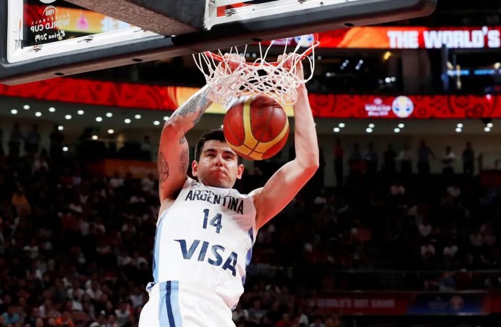 Basketball - FIBA World Cup - Final - Argentina v Spain - Wukesong Sport Arena, Beijing, China - September 15, 2019  Argentina's Gabriel Deck dunks the ball  REUTERS/Kim Kyung-Hoon