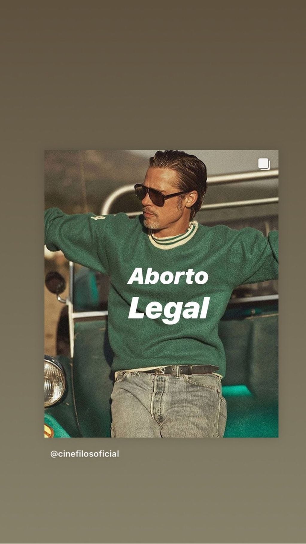Dolores Fonzi usó a Brad Pitt para hacer campaña a favor de la legalización del aborto (Foto: Instagram/ lolafonca)