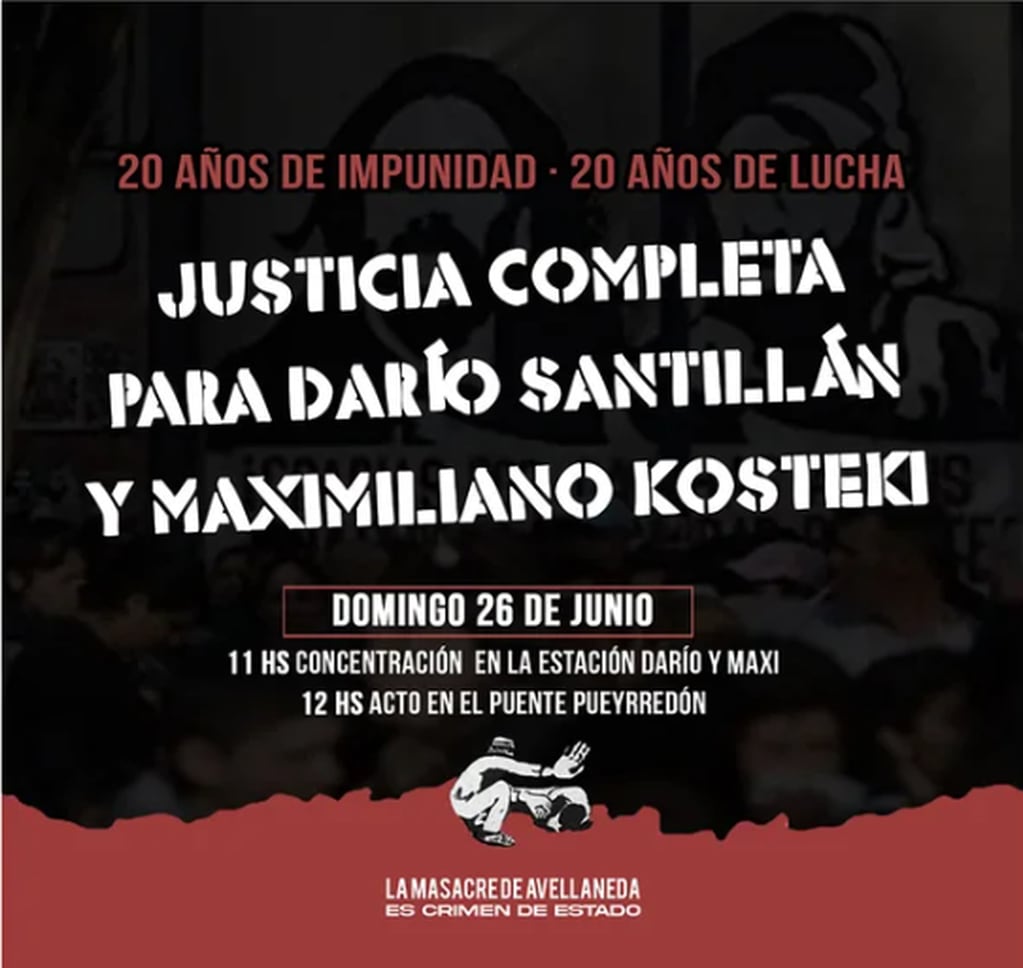 A 20 años del asesinato de Darío Santillán y Maximiliano Kosteki.