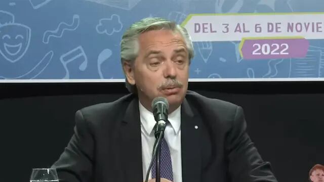 Alberto Fernández, en la Feria del Libro de Santa Fe (Captura de video).