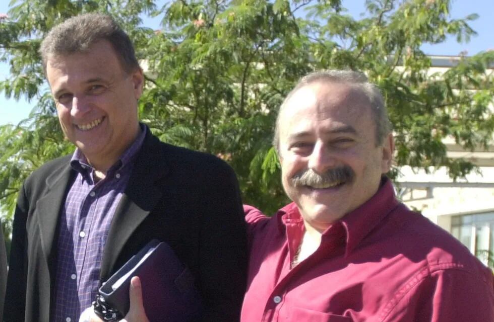 Daniel Comba y Jorge Guinzburg, cuando eran socios en producciones de Carlos Paz. (Foto: archivo / La Voz).