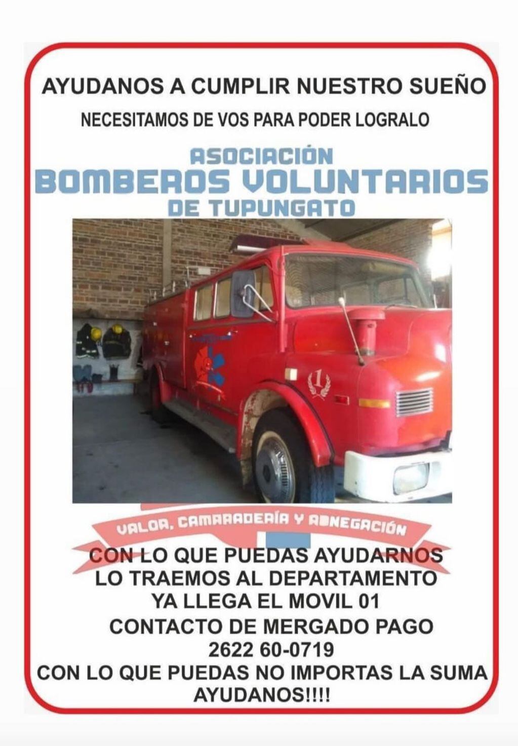 Los Bomberos Voluntarios de Tupungato necesitan de nuestra ayuda para buscar un camión cisterna.