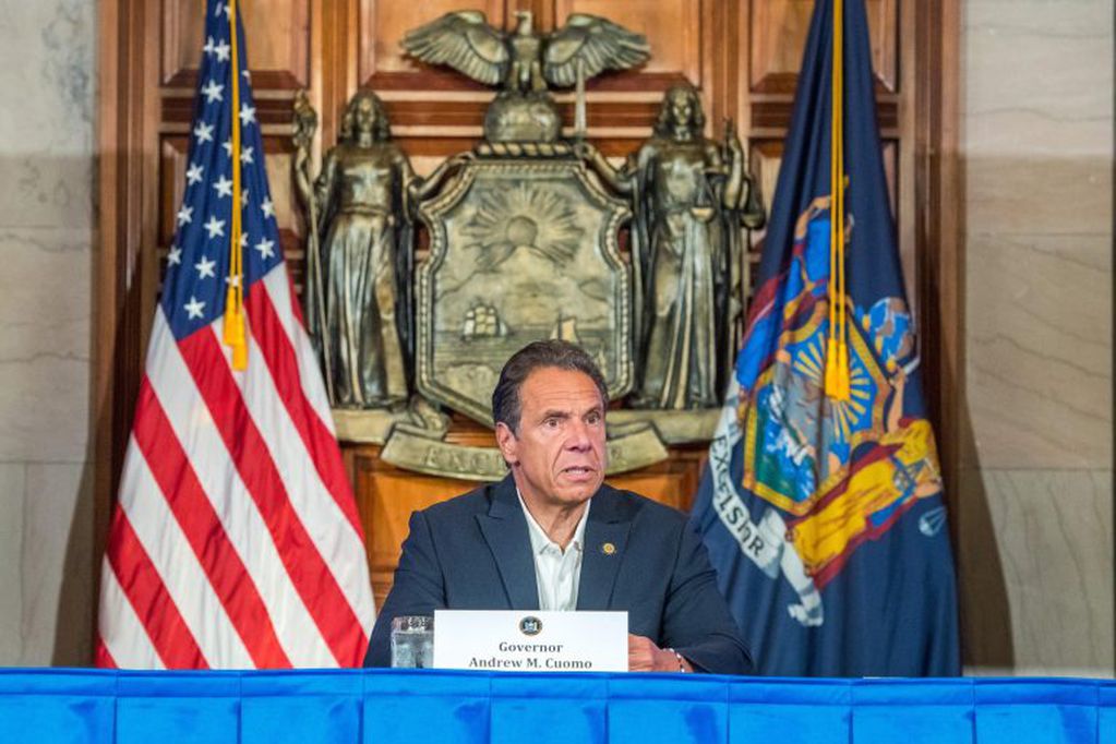 Andrew Cuomo, gobernador de Nueva York en la conferencia de prensa (AFP)