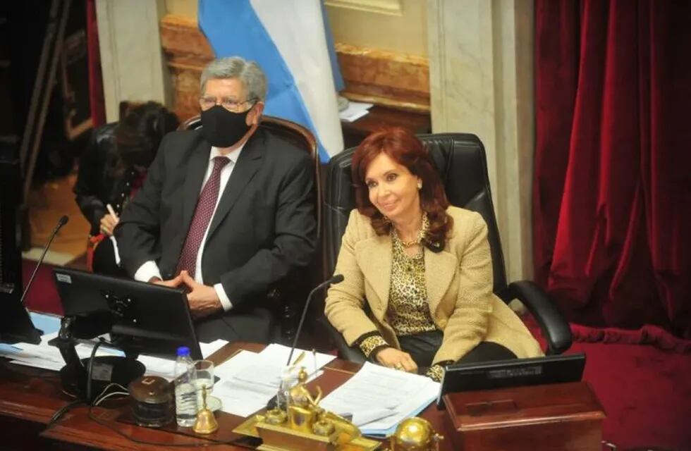 Cristina Kirchner, en la sesión del Senado que desplazó a tres jueces que la investigaron. (Foto: Lucía Merle/Clarín)