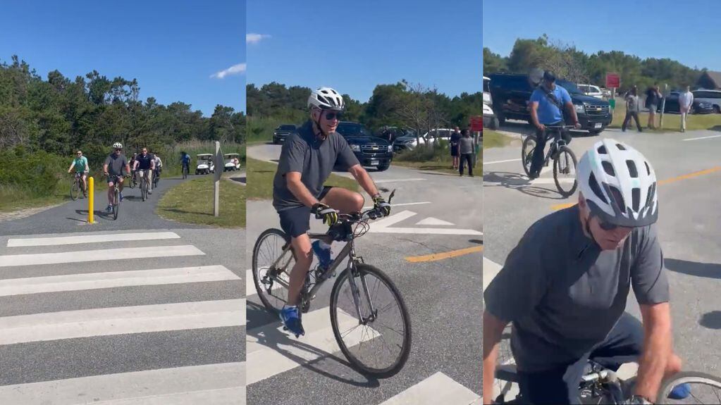 Joe Biden se cayó de la bicicleta durante un paseo por la playa y las imágenes se viralizaron