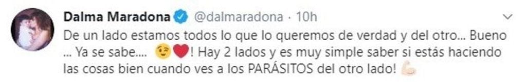 El tweet de Dalma Maradona (Twitter)