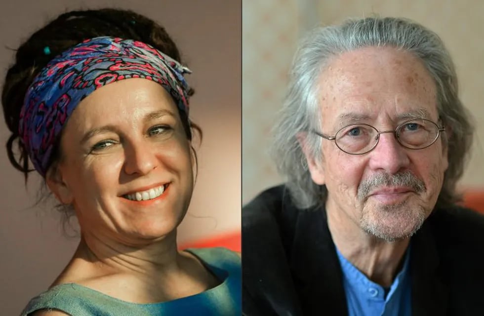 Los ganadores del Nobel de Literatura 2018 y 2019. Fotos: Beata ZAWREL and BARBARA GINDL  AFP.
