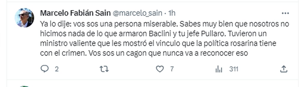 Pablo Javkin y Marcelo Sain se cruzaron nuevamente en Twitter