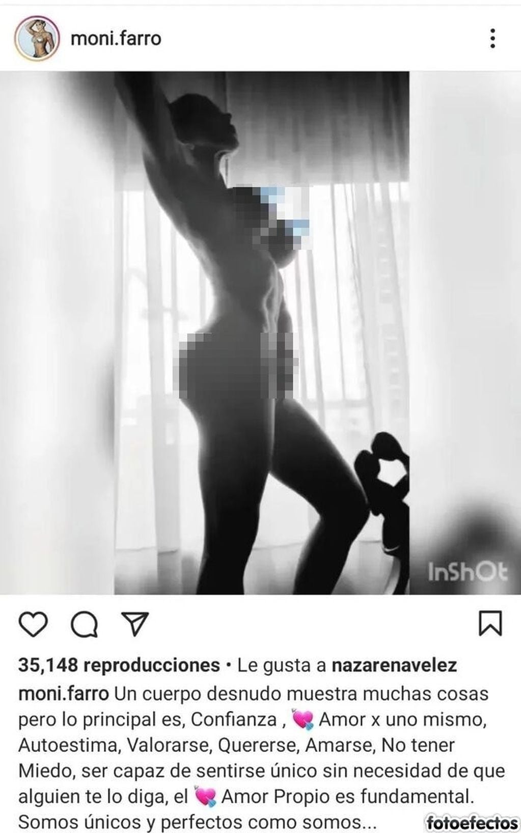 La foto que Instagram le censuró a Mónica Farro.