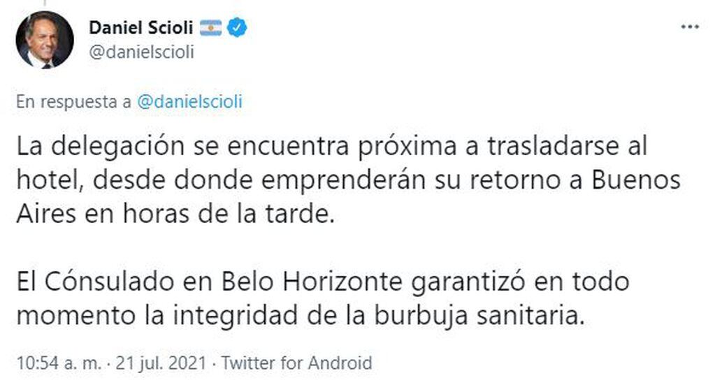 Daniel Scioli actualizó la información de Boca en Brasil.