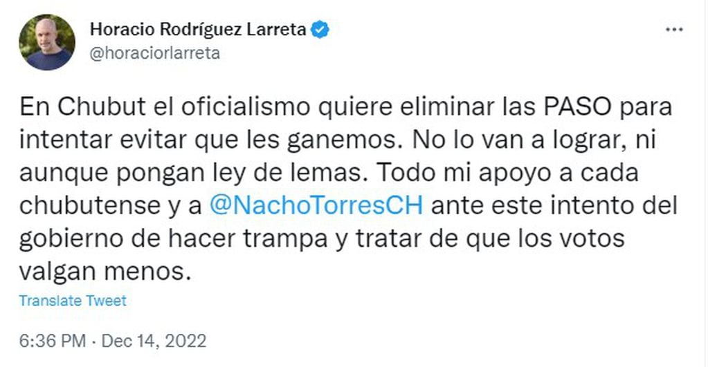 El gobernador porteño aseguró que el oficialismo de Chubut busca "hacer trampa" para ganarle a la oposición.