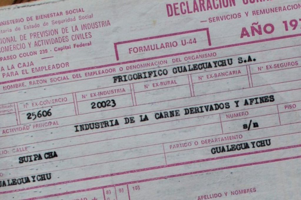 Certificación de haberes - Frigorífico Gualeguaychú