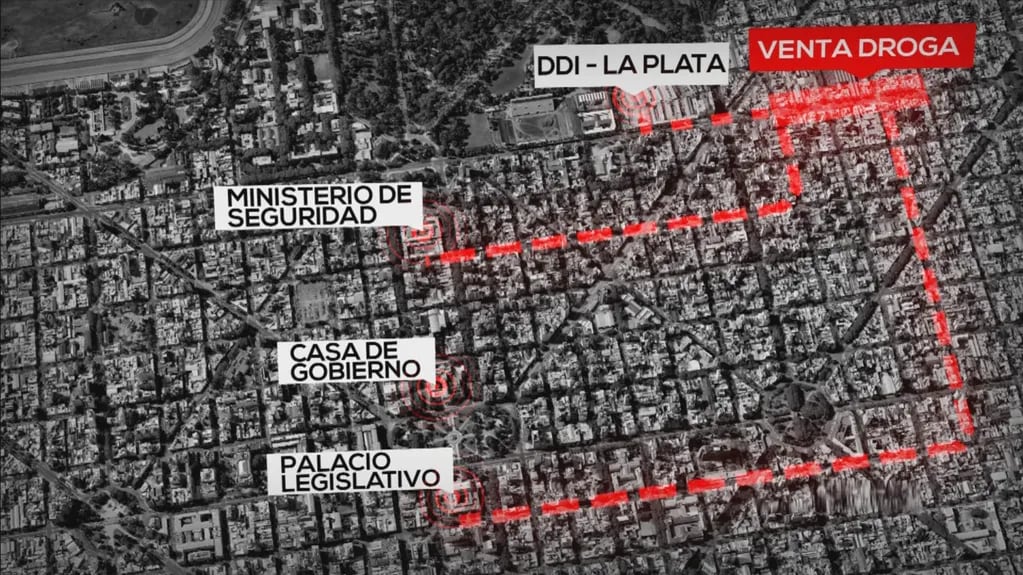 La "zona roja" de La Plata y la cercanía con los edificios gubernamentales y la DDI.