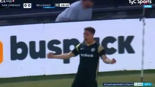 Federico Girotti, ex Talleres, grita con alma y vida el gol de San Lorenzo a Belgrano
