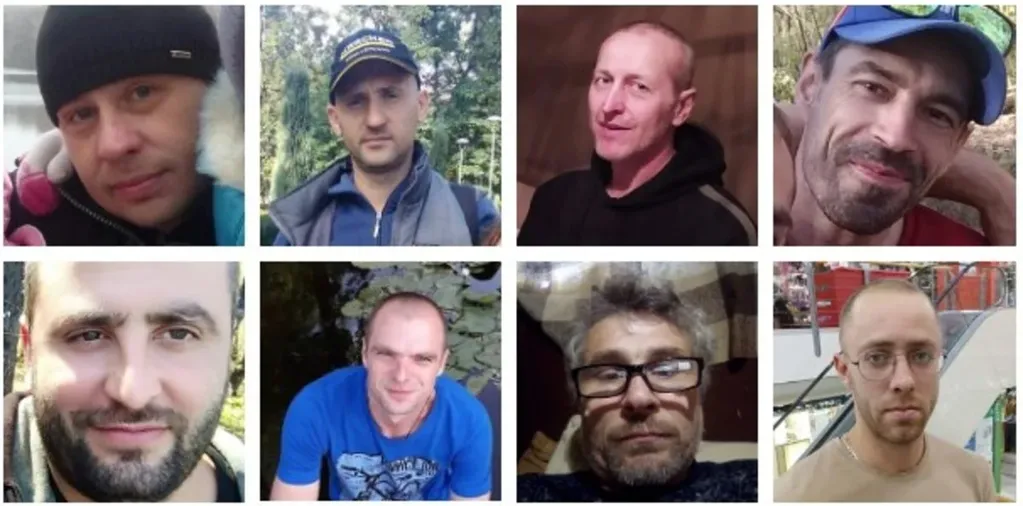 Las ocho víctimas a manos de los paracaidistas del Kremlin, en la ciudad de Bucha.