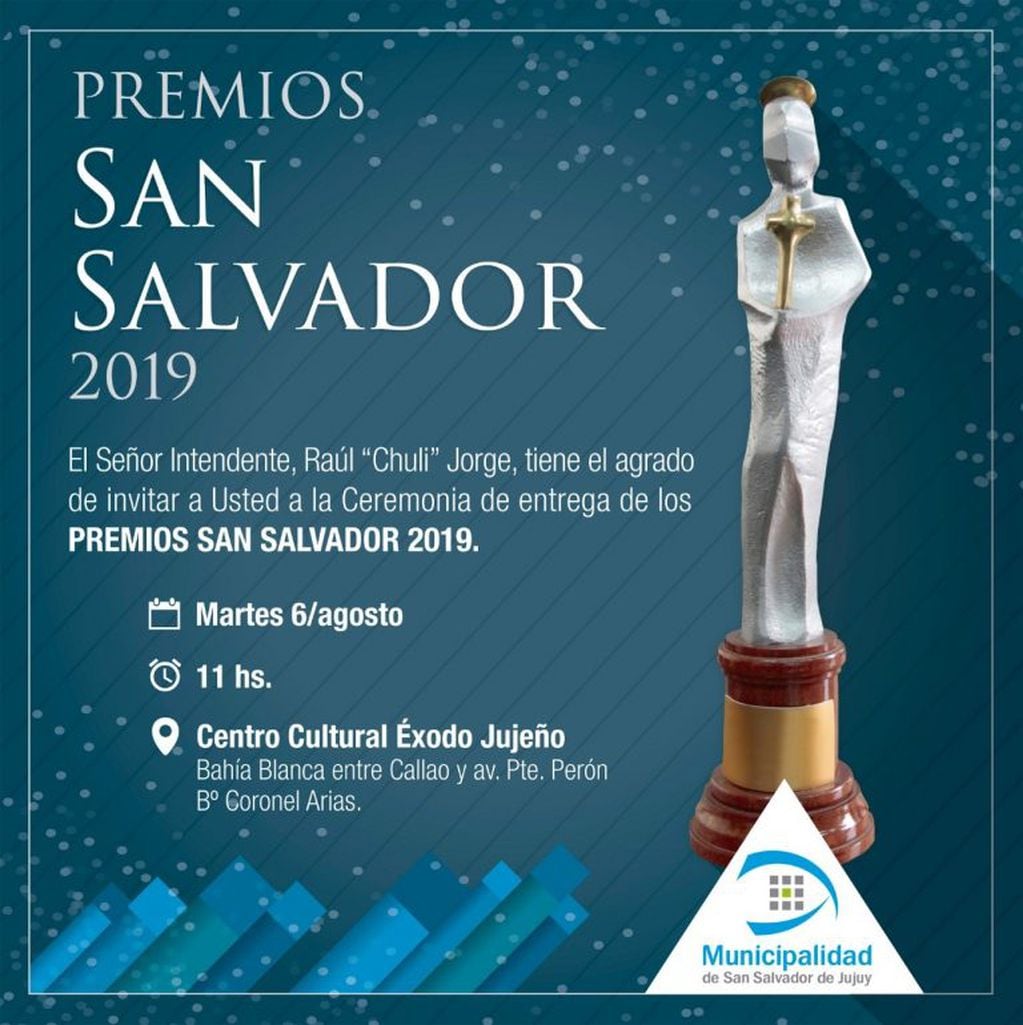 El martes se entregará los premios San Salvador, con los que la Municipalidad distingue a "ciudadanos e instituciones intermedias que construyen día a día un Jujuy mejor, trabajando para el bien común".