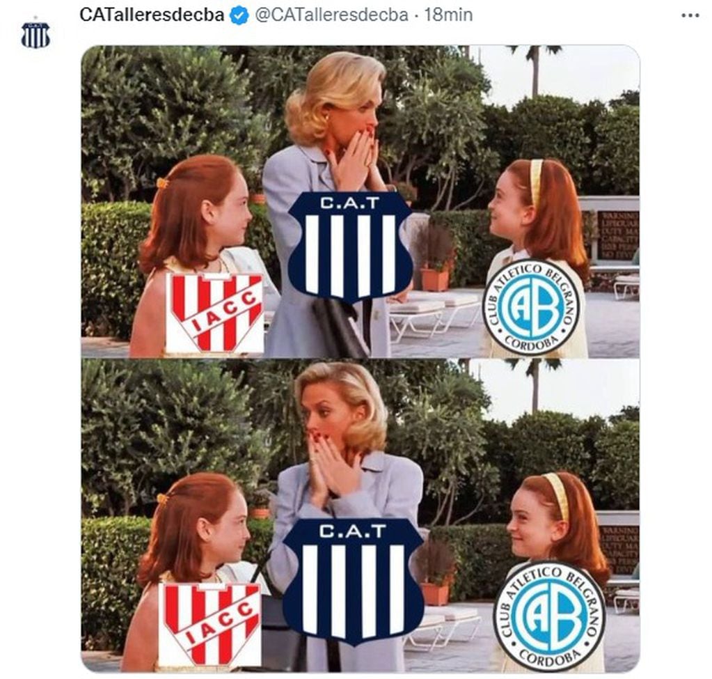 La ocurrencia de Talleres en redes, con comentarios de hinchas de Belgrano e Instituto.