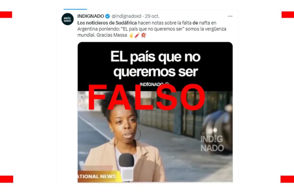 El noticiero sudafricano que se refiere a la Argentina como “el país que no queremos ser” es falso.