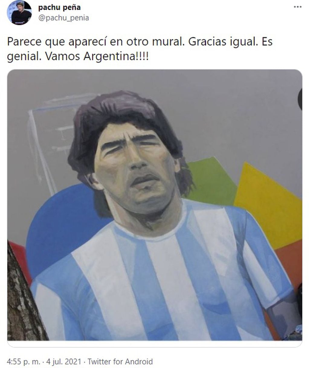 Los seguidores de Pachu se divirtieron al ver la comparación con el retrato de Diego.
