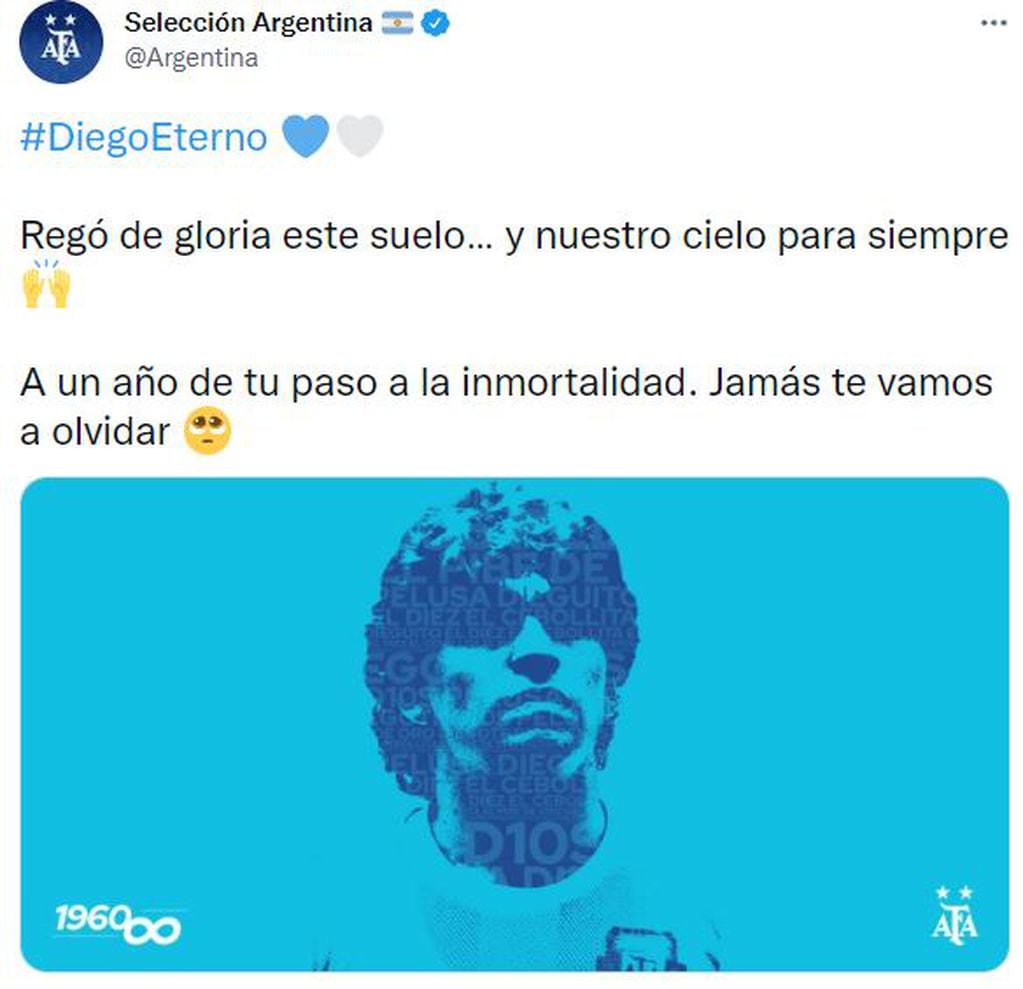 La Selección Argentina recordó a Diego Maradona.