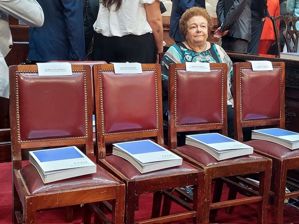 Las cuatro sillas reservadas para los miembros de la Corte Superema en el Congreso de la Nación, vacías.