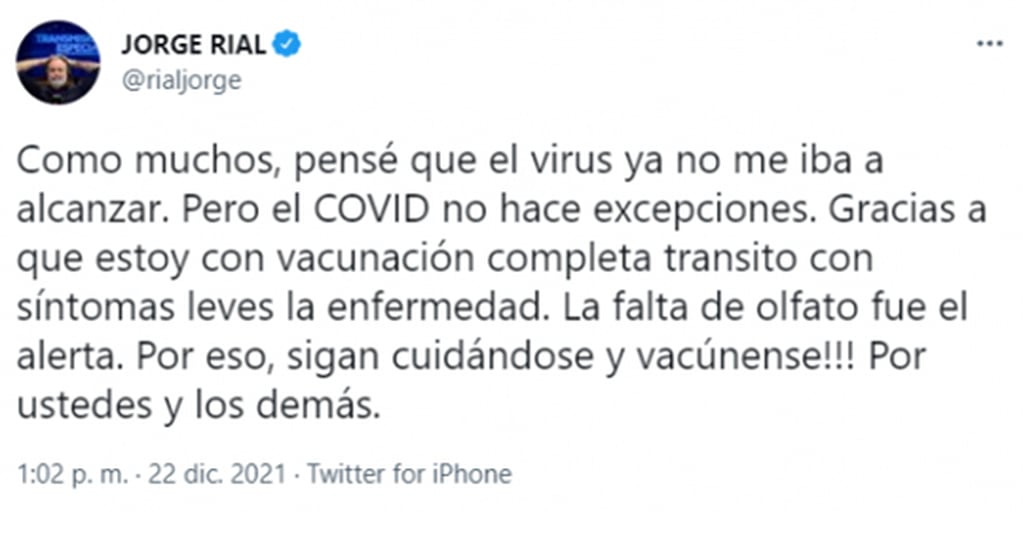Jorge Rial tiene coronavirus