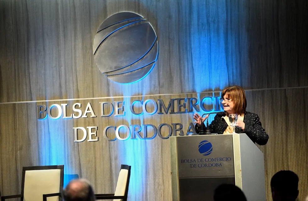 La presidenta del PRO, Patricia Bullrich, disertó frente a empresarios y dirigentes de Juntos por el Cambio. (Pedro Castillo)