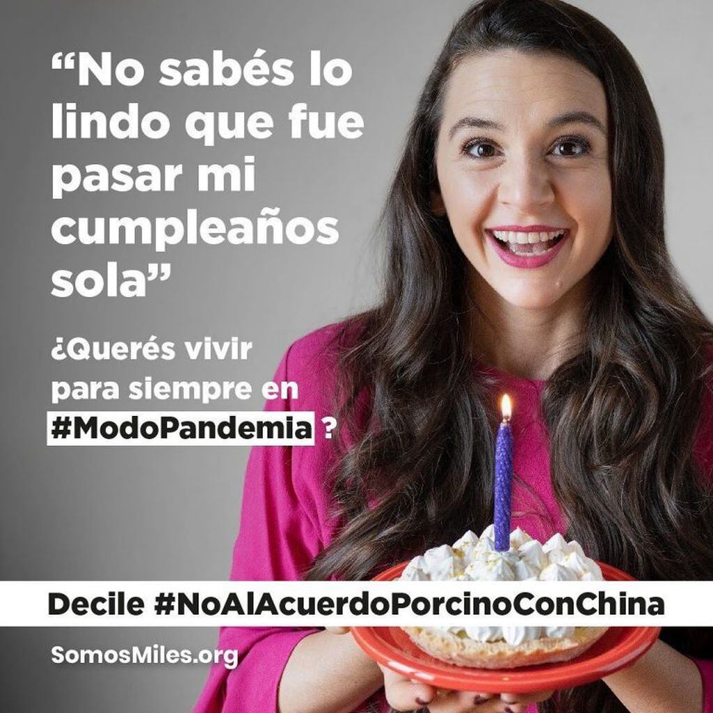 #ModoPandemia: la iniciativa que busca frenar el acuerdo porcino con China que promueven los famosos (Foto: Instagram @somosmilesorg)