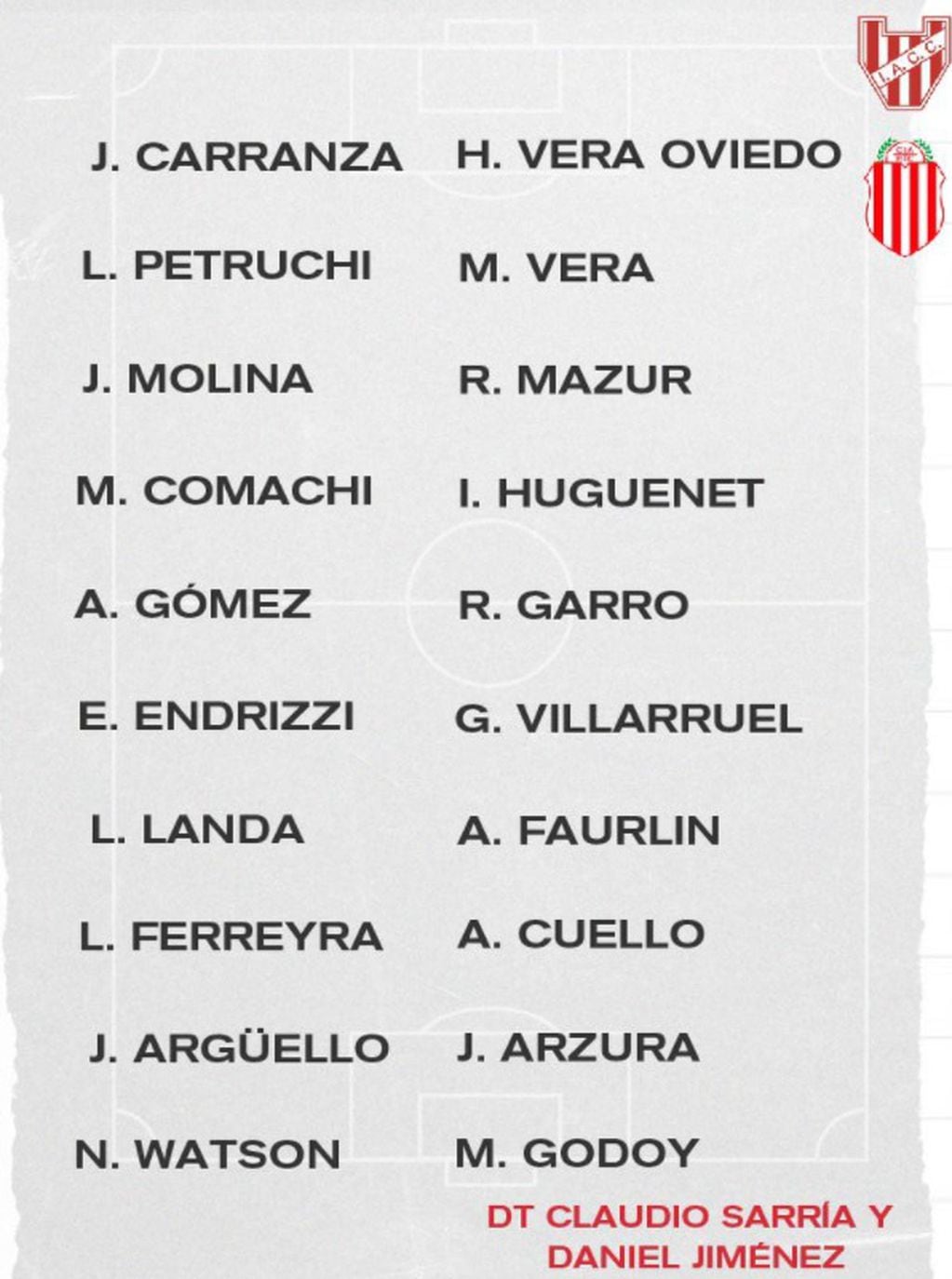 La lista de concentrados de Instituto, con el regreso de Leonardo Ferreyra tras un desgarro y de Alejandro Faurlin, afuera por cinco amarillas.