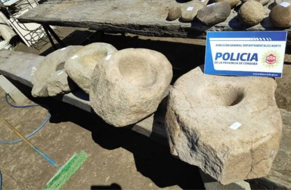 Piezas Arqueológicas incautadas por la Policía en Villa Carlos Paz.