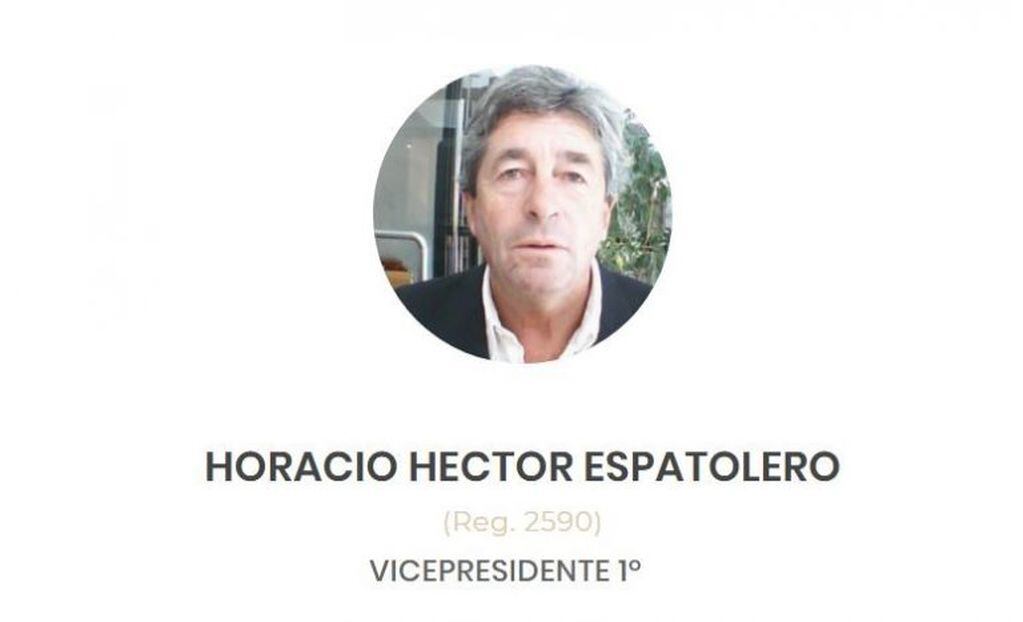 Horacio Hector Espatolero, vicepresidente del Colegio de Martilleros de Mar del Plata (web).