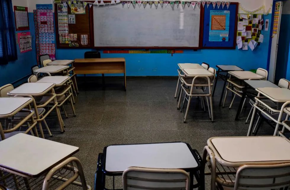 View of an empty school in Comodoro Rivadavia, in the Patagonian province of Chubut, Argentina, on September 11, 2019. - Chubut, a tourist attraction due to whale sightseeing, is drowning in a sea of debts with difficulties to pay salaries in full and on time to teachers, medical doctors, court employees, office clerks, pensioners and security forces. (Photo by RONALDO SCHEMIDT / AFP)