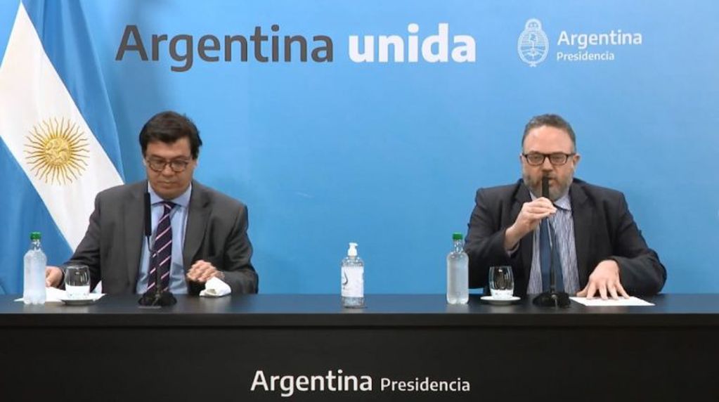 Claudio Moroni y Matías Kulfas en conferencia de prensa