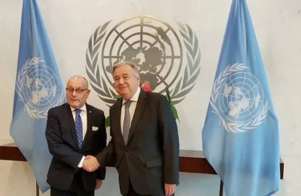 El canciller argentino Jorge Faurie y el presidente de la ONU António Guterres