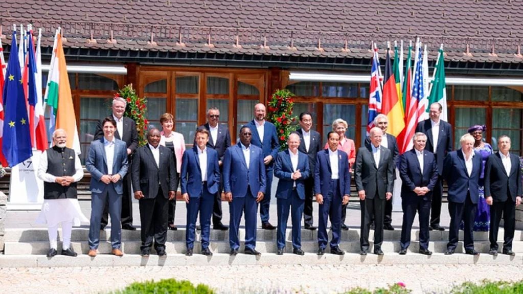 Alberto Fernández en el G7 junto a otros líderes del mundo (Gentileza)