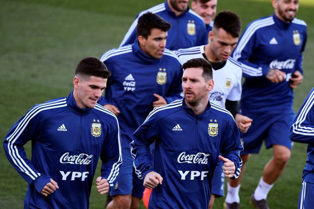 Lionel Messi, en el entrenamiento de la Selección Argentina. (AFP)