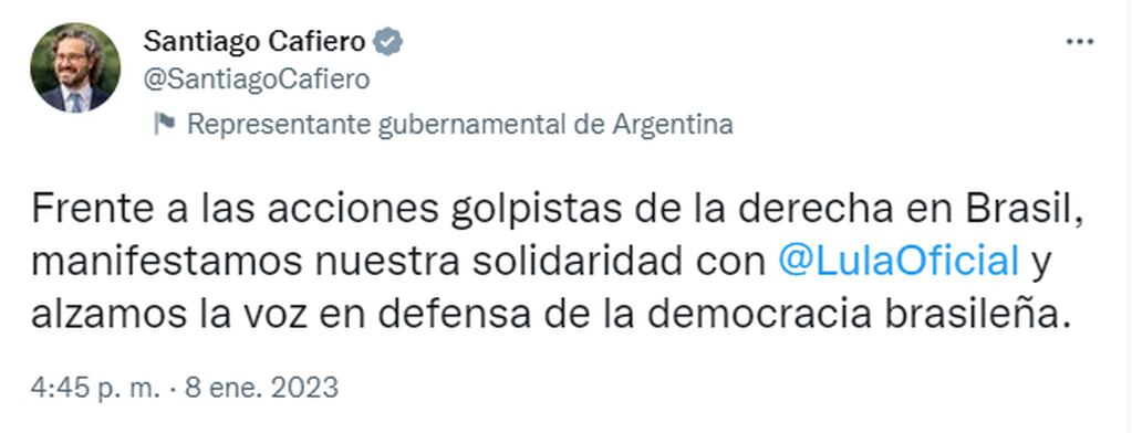 El ministro de Relaciones Exteriores, Comercio Internacional y Culto expresó el repudio.