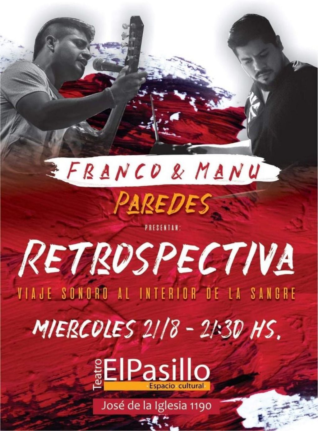 Afiche promocional del espectáculo anunciado para el próximo miércoles en el teatro El Pasillo.