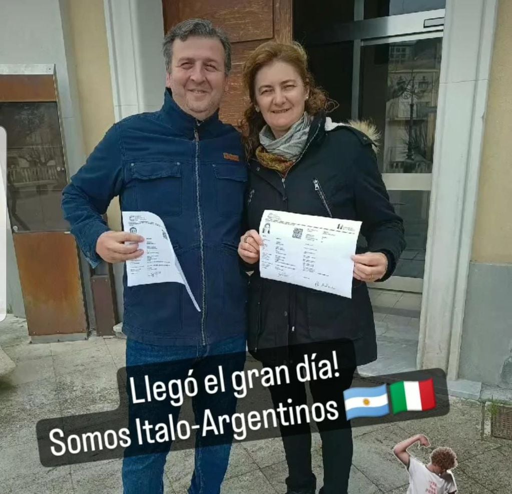 Mariela y Aníbal flamantes ciudadanos Italianos