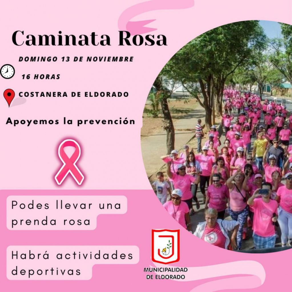 Eldorado: realizarán “Caminata Rosa” en la Costanera.