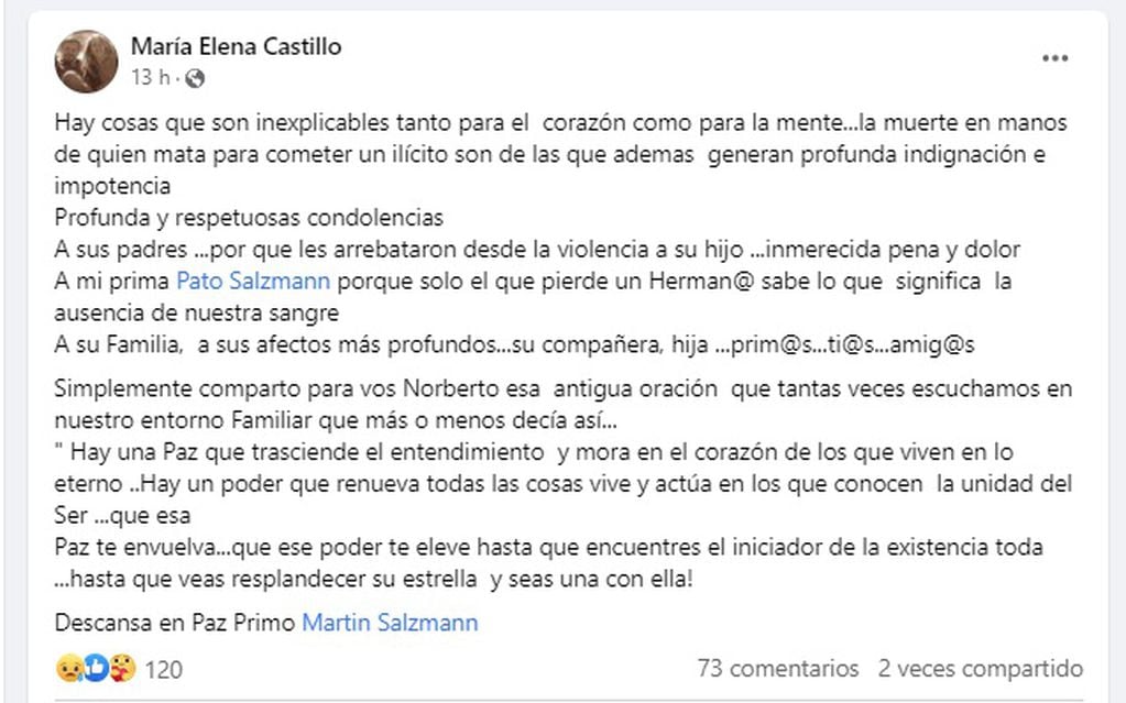 Dolor y furia en las redes tras el crimen de Norberto Martín Salzmann, comerciante y rugbier de 51 años, en Guaymallén (Facebook)
