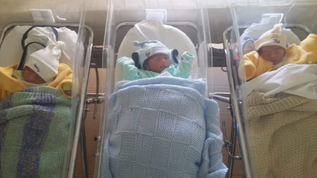 El día que los trillizos nacieron en el Hospital Materno Infantil.