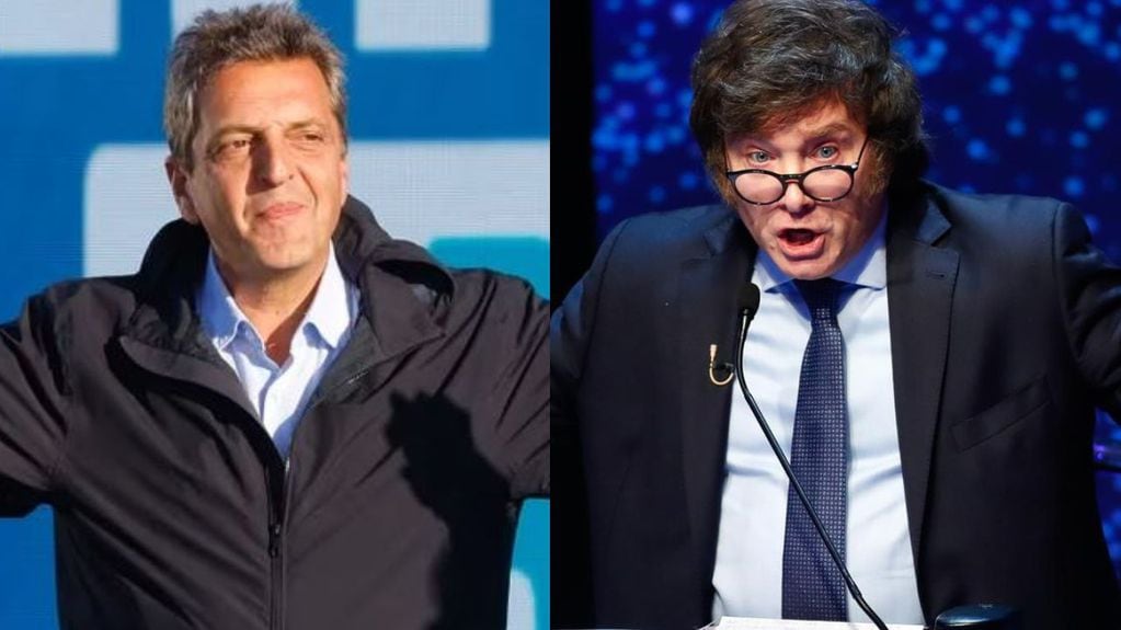 Sergio Massa y Javier Milei, candidatos a presidente.