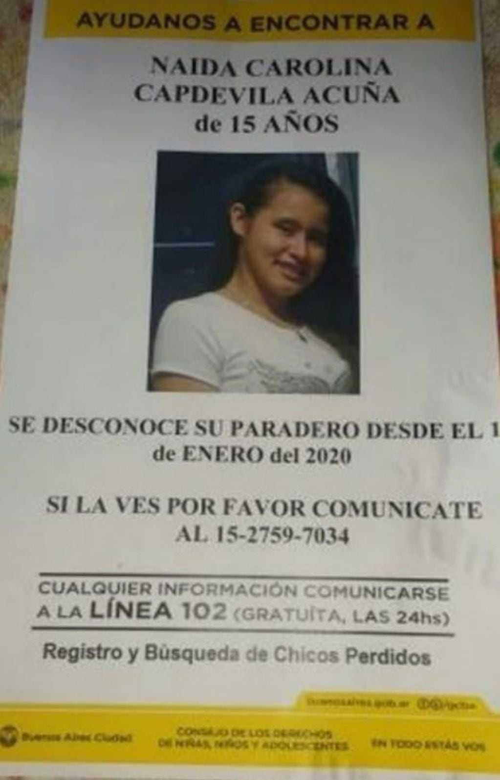 Naida Carolina Capdevilla Acuña es buscada intensamente por su familia. (Twitter)